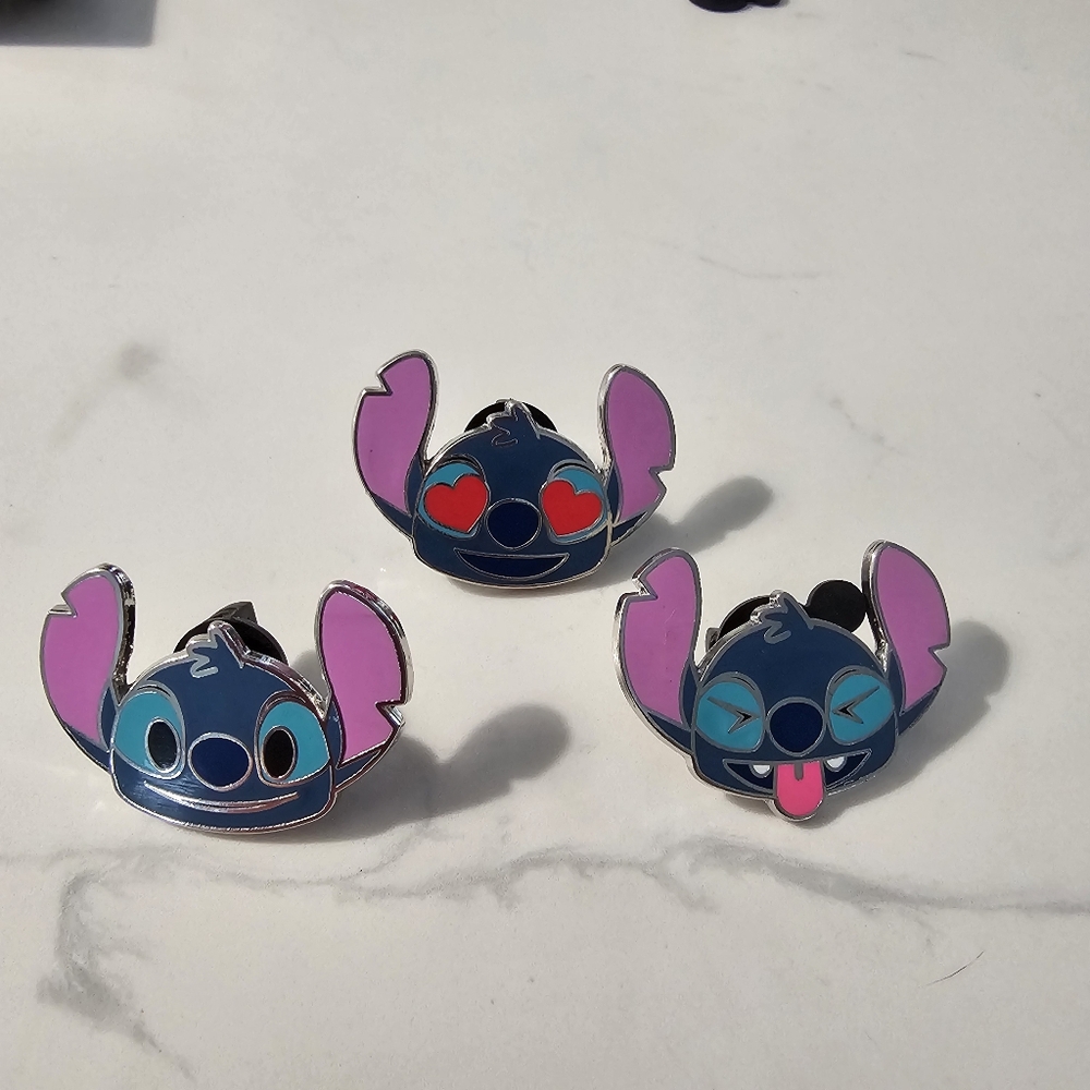 Set of 3 Disney Pintrading Stitch Pins, Collectible, EUC